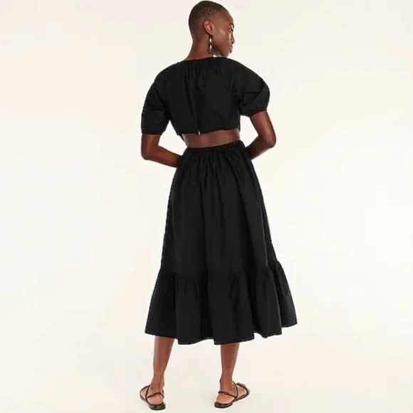 NWT J.Crew Side-Cutout Cotton Poplin Dress black sz 8 - Picture 2 of 15